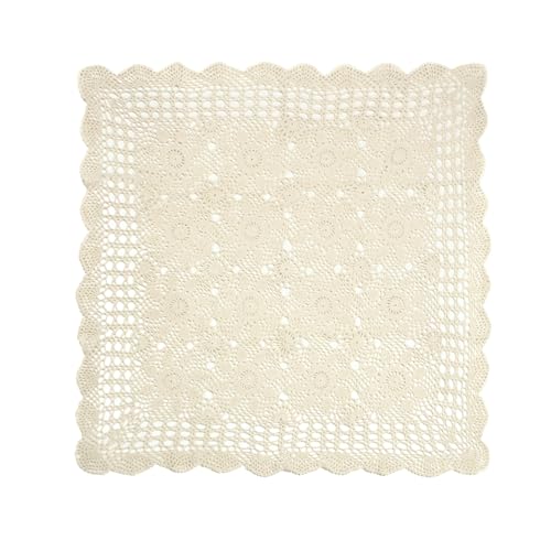 Yizunnu Vintage handgehäkelte Spitzendeckchen, quadratisch, Baumwolle, 80 x 80 cm, Beige Yizunnu Vintage handgehäkelte Spitzendeckchen, quadratisch, Baumwolle, 80 x 80 cm, Beige von Yizunnu