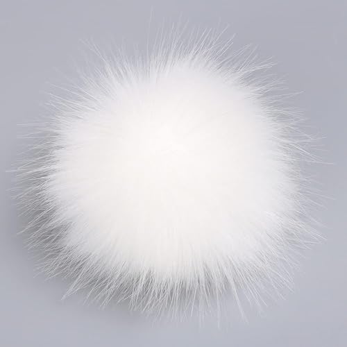 1 x weißer Kunstfell-Bommel, Kunstfell, flauschiger Pompon, Ball für Hüte, Schals, Handschuhe, Taschen, Fransen-Finish, Verzierungen, Dekorationen, Party-Pompons von Yjemle