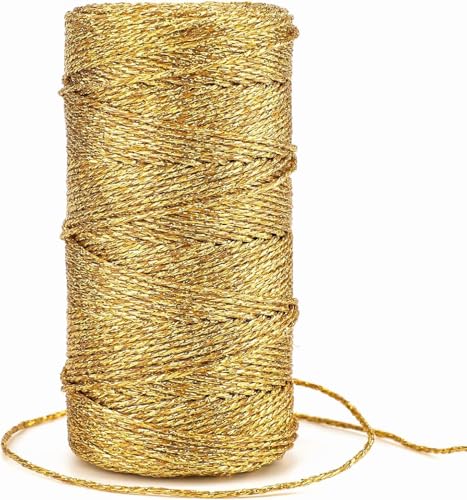100 m lange Goldschnur zum Basteln, dekorative Metallic-Bäckerschnur, Bäckergarn, Glitzer-Goldschnur zum Basteln, dekorative Verpackungen für Bastelarbeiten, Geschenke, Geschenkverpackungen 100 m lange Goldschnur zum Basteln, dekorative Metallic-Bäckerschnur, Bäckergarn, Glitzer-Goldschnur zum Basteln, dekorative Verpackungen für Bastelarbeiten, Geschenke, Geschenkverpackungen von Yjemle
