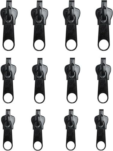 12-teiliges schwarzes Reißverschlussschieber-Reparatur-Set, Reparatur-Set, Reparatur-Set für Reißverschluss, sofortiges Reißverschluss-Set, zum Nähen von Kleidung, Jacken, Jacken, Rucksäcken von Yjemle