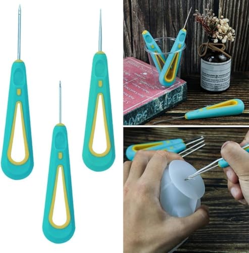 3 Stück runde Lochkegel, Handbohrer, Stanznadel, Kerzen, Docht-Werkzeuge für DIY-Kunst, Silikonform, Stanzkerzenherstellungs-Kits von Yjemle