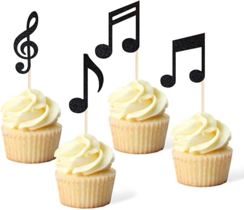 Cupcake-Topper mit Musiknoten, Rockmusik und Geburtstagsparty-Dekorationen, Kuchenspieße für Konzerte, Motto-Partys, Backzubehör und Dekoration, 36 Stück Cupcake-Topper mit Musiknoten, Rockmusik und Geburtstagsparty-Dekorationen, Kuchenspieße für Konzerte, Motto-Partys, Backzubehör und Dekoration, 36 Stück von Yjemle