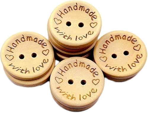 Holzknöpfe, 15 mm, Mini-Herz-Knöpfe mit zwei Löchern, Kleidung, Nähzubehör, DIY, Handarbeit, Dekoration, tragbar und nützlich, Kurzwaren, 100 Stück von Yjemle