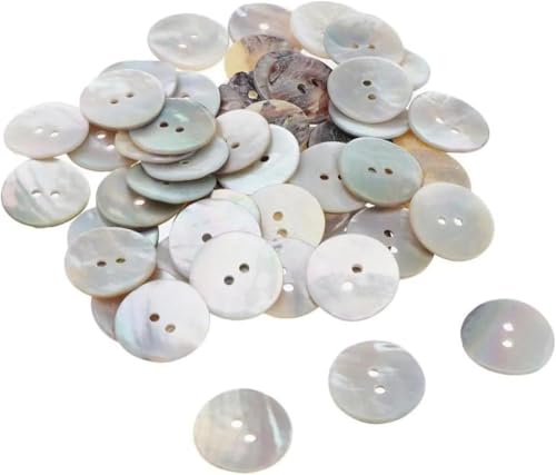 Perlmuttknöpfe zum Nähen, Perlmutt-Set, Muschelknöpfe für Kleidung, Blazer, Anzüge, Hemden, Basteln, DIY, 15 mm/18 mm/20 mm, 3 Größen, 2 Löcher, Nähutensilien und Zubehör, 30 Stück von Yjemle