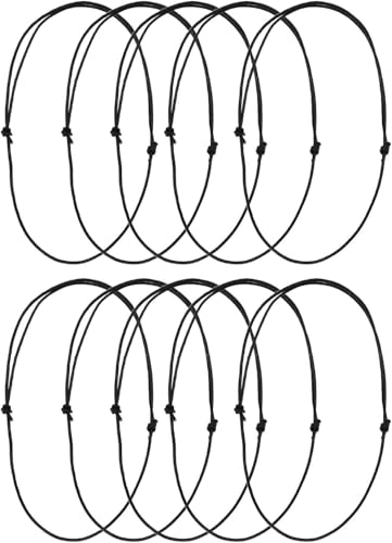 Set mit 10 schwarzen, verstellbaren Lederschnüren für Halskette, Halsband, Halskettenschnüre, Schmuckzubehör für DIY-Schmuckherstellung, 1,5 mm Perlenzubehör, Perlenschnüre und Fäden von Yjemle