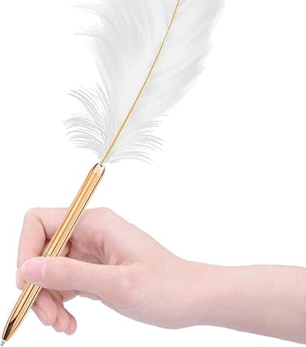 Yjemle Weißer Federschreiber, Feder-Kugelschreiber, schwarze Tinte, Stift, Hochzeitsunterschrift, nachfüllbarer Kugelschreiber für Schule, Unterschriften, Stifte und Nachfüllungen Yjemle Weißer Federschreiber, Feder-Kugelschreiber, schwarze Tinte, Stift, Hochzeitsunterschrift, nachfüllbarer Kugelschreiber für Schule, Unterschriften, Stifte und Nachfüllungen von Yjemle