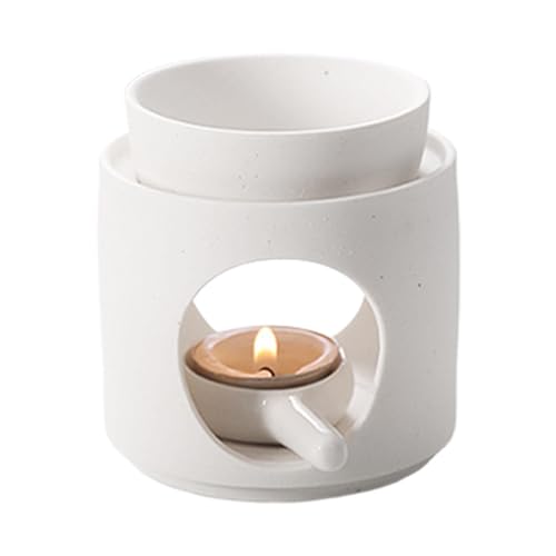 Duftlampe Aus Keramik Mit Teelichthalter | Teelicht-Wachsschmelzbrenner – Aromalampe | Duftöl- Und Duftwachsdiffusor | Abnehmbare Schüssel | Gerillte Oberfläche von Yjkedfh