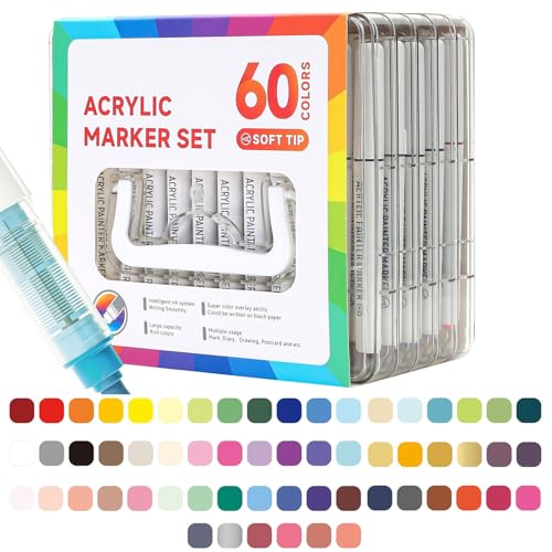 Yjkedfh Malstifte Für Ausmalbücher | Journaling Marker,60 Farben Mal- Und Zeichensets Für Holz Stoff Und Textilien Mit Acrylstiften Für Erwachsene Und Kinder Yjkedfh Malstifte Für Ausmalbücher | Journaling Marker,60 Farben Mal- Und Zeichensets Für Holz Stoff Und Textilien Mit Acrylstiften Für Erwachsene Und Kinder von Yjkedfh