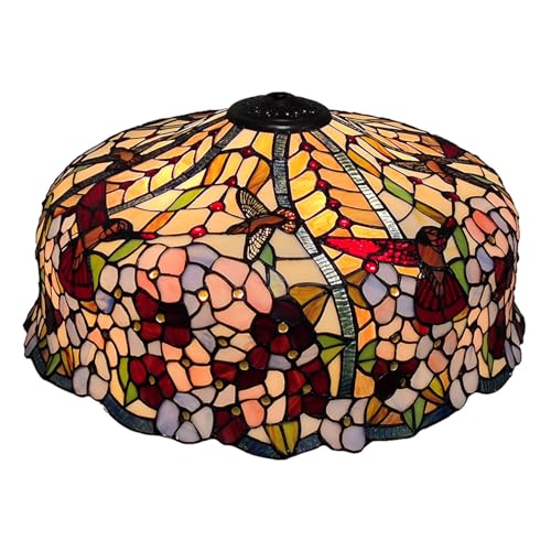 Yjmgrowing 20-Zoll-Ersatzlampenschirm im Tiffany-Stil mit Blumenmotiv, Lampenschirm aus Buntglas mit Blumen und Vögeln für Tischlampen, Pendellampen, Stehlampen Yjmgrowing 20-Zoll-Ersatzlampenschirm im Tiffany-Stil mit Blumenmotiv, Lampenschirm aus Buntglas mit Blumen und Vögeln für Tischlampen, Pendellampen, Stehlampen von Yjmgrowing