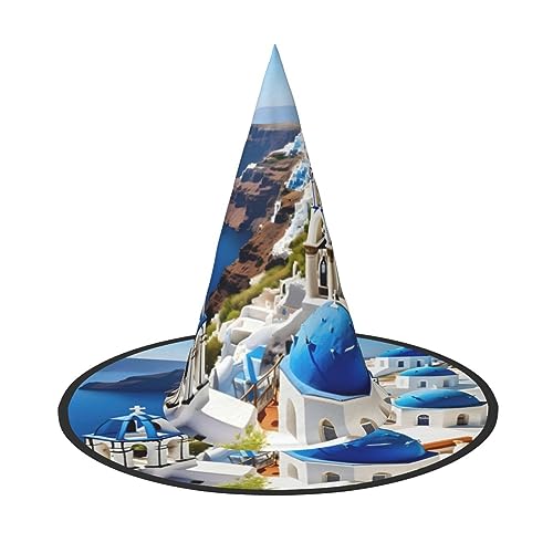 Yjwuk Griechische Insel mit Meerblick-Druck, Halloween-Dekoration, Karnevals-Zubehör, Dekoration für Gartenparty im Freien von Yjwuk