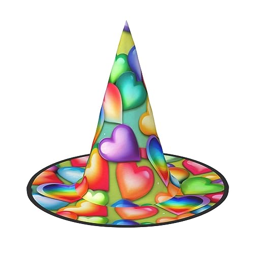 Yjwuk Halloween-Hut mit Regenbogen-Herzen, Halloween-Dekorationen, Karnevalszubehör, Dekoration für Gartenpartys im Freien von Yjwuk