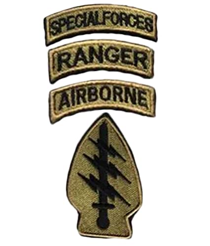 4 Stück Special Forces Ranger Airborne American Flag Patch Hook and Loop Tactical Moral Applique Fastener Military Bestickter Patch 2 Stück von Ykonuyis