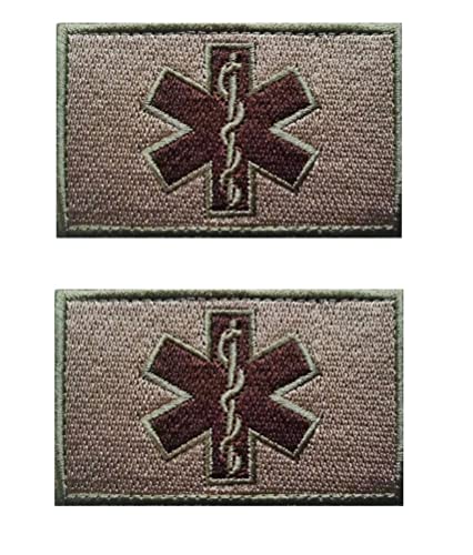 EMT EMS Star of Life Sanitäter Medizinische Hilfe Kreuz Patches Klettverschluss taktische Moral Applikation Verschluss Militär bestickt Patch 2 Stück (Farbe 2) von Ykonuyis
