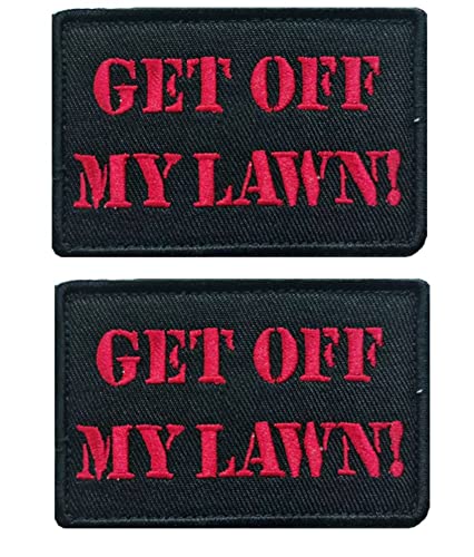 Get Off My Lawn Aufnäher, Klettverschluss, taktische Moral-Applikation, Militär-Stickerei, 2 Stück von Ykonuyis