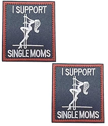 I Support Single Moms Patch Hook and Loop Tactical Moral Applique Fastener Military Bestickter Patch 2 Stück von Ykonuyis