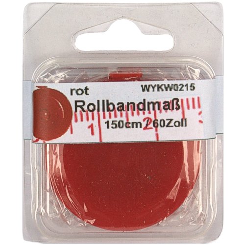 1 Rollbandmaß Schneidermaßband rot 150 cm / 60 Zoll, im SB Blister, 0215 von Yline