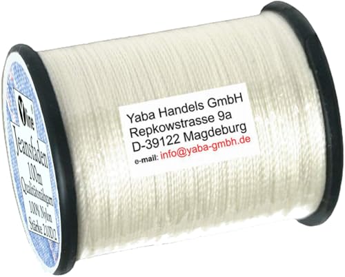 1 Stück Spule a. 100 m Qualitäts - Nähgarn Jeansfaden Farb-Nr.1000 weiß, Ne 25.3/2, 100% Nylon für die Nähmaschine Garn Garne, 1700 von Yline