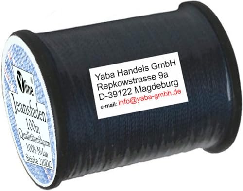 1 Stück Spule a. 100 m Qualitäts - Nähgarn Jeansfaden Farb-Nr.1028 blau, Ne 25.3/2, 100% Nylon für die Nähmaschine Garn Garne, 1704 von Yline