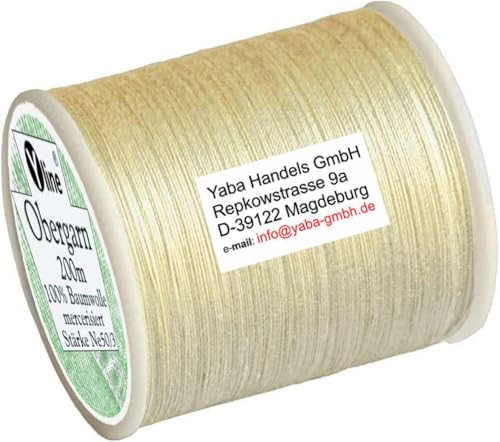 1 Stück Spule a. 200m Obergarn, Baumwoll - Nähfaden, beige, Ne 50/3, für die Nähmaschine Nähgarn Garn, 2973 von Yline
