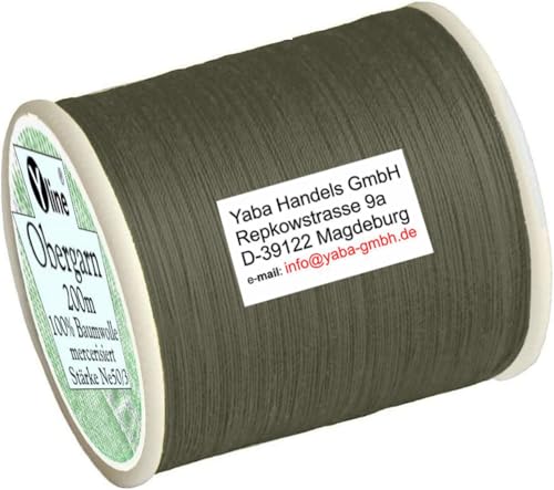 1 Stück Spule a. 200m Obergarn, Baumwoll - Nähfaden, dunkel - grau (dunkel), Ne 50/3, für die Nähmaschine Nähgarn Garn, 2857 von Yline