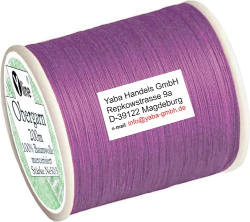 1 Stück Spule a. 200m Obergarn, Baumwoll - Nähfaden, lila - violett, Ne 50/3, für die Nähmaschine Nähgarn Garn, 3225 1 Stück Spule a. 200m Obergarn, Baumwoll - Nähfaden, lila - violett, Ne 50/3, für die Nähmaschine Nähgarn Garn, 3225 von Yline