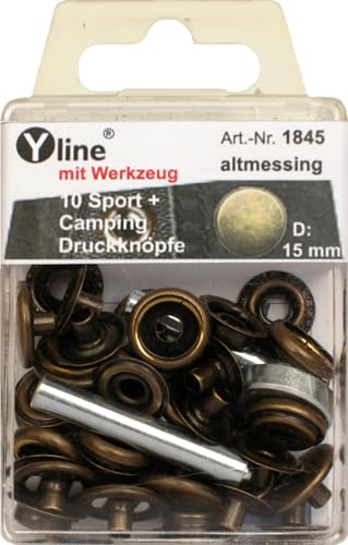 10 Druckknöpfe "Sport & Camping" altmessing 15 mm Metall rostfrei mit Werkz.& Anleit. im SB Blister, 1845 10 Druckknöpfe "Sport & Camping" altmessing 15 mm Metall rostfrei mit Werkz.& Anleit. im SB Blister, 1845 von Yline