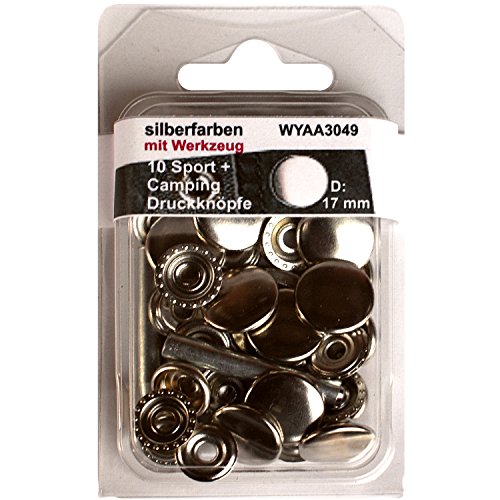 10 Druckknöpfe Sport & Camping silberfarben Silber 17 mm Metall rostfrei mit Werkz.& Anleit. im SB Blister, 3049 10 Druckknöpfe Sport & Camping silberfarben Silber 17 mm Metall rostfrei mit Werkz.& Anleit. im SB Blister, 3049 von Yline