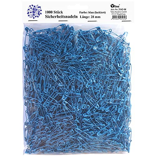 1000 Stück Duplex Sicherheitsnadeln klein, blau ca. 28 mm, Sicherheits- Nadel Nadeln, 3186 von Yline