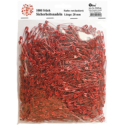 1000 Stück Duplex Sicherheitsnadeln klein, rot ca. 28 mm, Sicherheits- Nadel Nadeln, 3185 von Yline