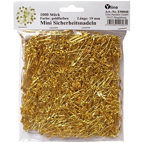 1000 Stück Mini Sicherheitsnadeln klein, goldfarben ca.19 mm, Sicherheits- Nadel Nadeln, E90040 von Yline