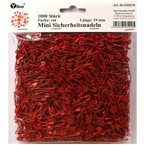 1000 Stück Mini Sicherheitsnadeln klein, rot ca.19 mm, Sicherheits- Nadel Nadeln, E90078 1000 Stück Mini Sicherheitsnadeln klein, rot ca.19 mm, Sicherheits- Nadel Nadeln, E90078 von Yline