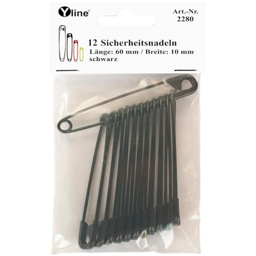 12 Stück Maxi Sicherheitsnadeln 60 mm, groß, schwarz lackiert, Nadel Nadeln, sl, 2280 12 Stück Maxi Sicherheitsnadeln 60 mm, groß, schwarz lackiert, Nadel Nadeln, sl, 2280 von Yline