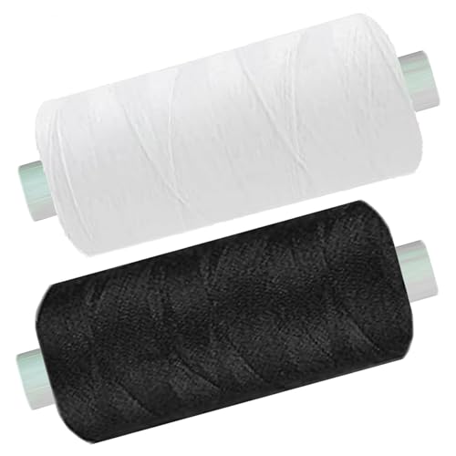 2 Spulen a. 500 m Nähgarn/Syngarn 1x Spule weiß & 1x Spule schwarz, Garn Nähfaden Polyester für die Nähmaschine, (0,06 € / 10 m), 0475-41 von Yline