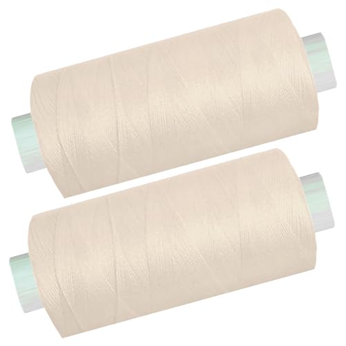 2 Spulen a. 500 m Nähgarn/Syngarn ecrue offwhite, Garn Nähfaden Polyester für die Nähmaschine, (0,06 € /10 m), 0475-37 von Yline
