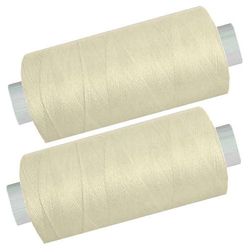 2 Spulen a. 500 m Nähgarn/Syngarn roh weiß, Garn Nähfaden Polyester für die Nähmaschine, (0,06 € /10 m), 0475-36 von Yline