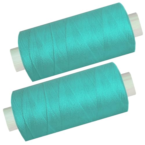 2 Spulen a. 500 m Nähgarn/Syngarn türkis, Garn Nähfaden Polyester für die Nähmaschine, (0,06 € /10 m), 0475-33 von Yline