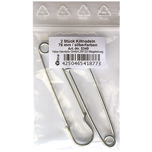2 Stück Kiltnadeln silberfarben 76mm, Maxi Sicherheitsnadeln groß, Schmucknadel Ziernadeln Nadel Nadeln, sl, 0349 2 Stück Kiltnadeln silberfarben 76mm, Maxi Sicherheitsnadeln groß, Schmucknadel Ziernadeln Nadel Nadeln, sl, 0349 von Yline
