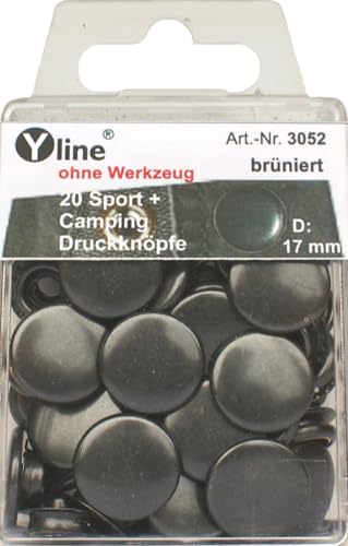 20 Druckknöpfe ohne Werkzeug "Nachfüllpack", "Sport & Camping" brüniert 17 mm im SB Blister, 3052 von Yline