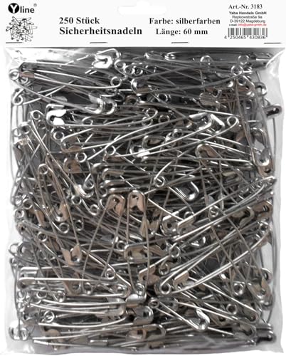 250 Stück Maxi Sicherheitsnadeln, Silber - Farben ca. 60 mm, Sicherheits- Nadel Nadeln, 3183 250 Stück Maxi Sicherheitsnadeln, Silber - Farben ca. 60 mm, Sicherheits- Nadel Nadeln, 3183 von Yline