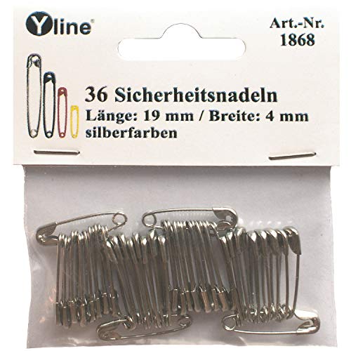 36 Stück Mini Sicherheitsnadeln 19 mm, klein, silberfarben, Nadel Nadeln, sl, 1868 von Yline