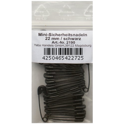 36 Stück Mini Sicherheitsnadeln 22 mm klein, schwarz, Nadel Nadeln, 2190 (22 mm) von Yline