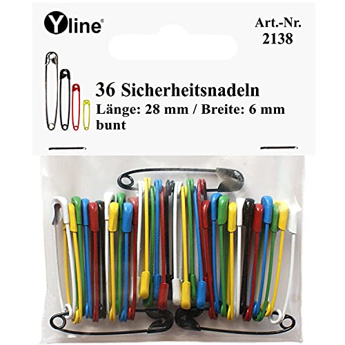 36 Stück Sicherheitsnadeln 28 mm / 6 Farben, Sicherheits- Nadel Nadeln, sl, 2138 von Yline