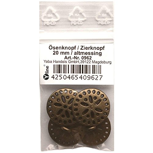 4 Ösenknöpfe, Metallknopf Schmuckknopf altmessing 20mm, zum Annähen Metall- Ösen- Kostüm- Schmuck Knopf Knöpfe, 0962 4 Ösenknöpfe, Metallknopf Schmuckknopf altmessing 20mm, zum Annähen Metall- Ösen- Kostüm- Schmuck Knopf Knöpfe, 0962 von Yline