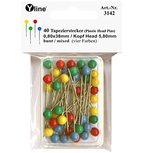 40 Stück Tapezierstecker klein mit Kunststoffkopf versch. farbig ca. 38 mm, Schmuck- Nadeln Stecknadeln, sl, 3142 40 Stück Tapezierstecker klein mit Kunststoffkopf versch. farbig ca. 38 mm, Schmuck- Nadeln Stecknadeln, sl, 3142 von Yline