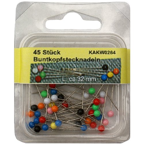 45 Stück Stecknadeln m. Plastkopf 32 mm/Buntkopfstecknadeln im SB Blister, 0264 45 Stück Stecknadeln m. Plastkopf 32 mm/Buntkopfstecknadeln im SB Blister, 0264 von Yline