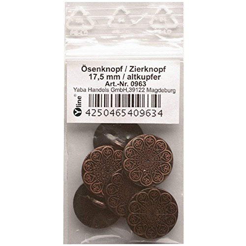 6 Ösenknöpfe, Metallknopf Schmuckknopf altkupfer 17,5mm, zum Annähen Metall- Ösen- Kostüm- Schmuck Knopf Knöpfe, 0963 6 Ösenknöpfe, Metallknopf Schmuckknopf altkupfer 17,5mm, zum Annähen Metall- Ösen- Kostüm- Schmuck Knopf Knöpfe, 0963 von Yline