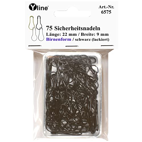 75 Stück Mini Sicherheitsnadeln (Birnenform) schwarz ca.22 mm, Sicherheits- Nadel Nadeln, 6575 von Yline