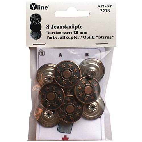 8 Jeans Knöpfe altkupfer 20 mm, Jeansknöpfe Metallknopf, Metall Knöpfe, nähfrei, im Polybeutel, sl, 2238 8 Jeans Knöpfe altkupfer 20 mm, Jeansknöpfe Metallknopf, Metall Knöpfe, nähfrei, im Polybeutel, sl, 2238 von Yline