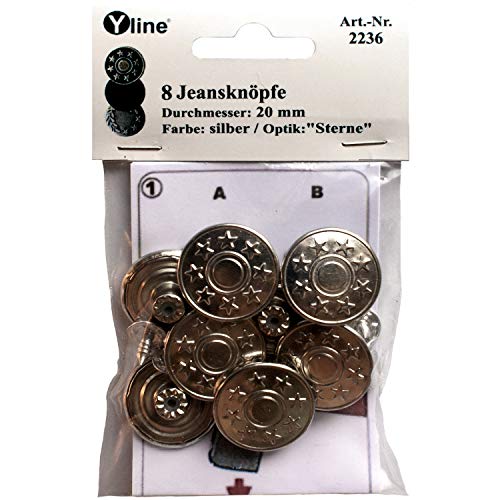 8 Jeans Knöpfe silberfarben 20 mm, Jeansknöpfe Metallknopf, Metall Knöpfe, nähfrei, im Polybeutel, sl, 2236 8 Jeans Knöpfe silberfarben 20 mm, Jeansknöpfe Metallknopf, Metall Knöpfe, nähfrei, im Polybeutel, sl, 2236 von Yline