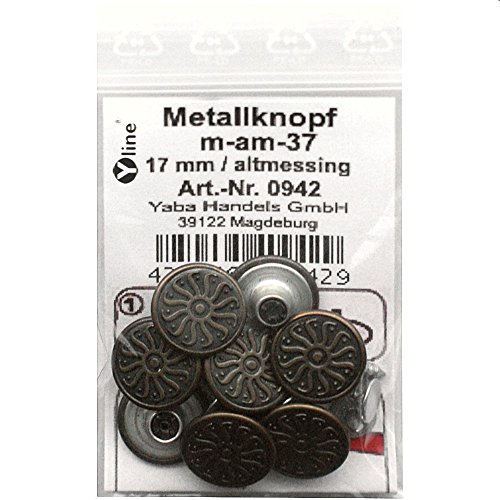 8 Metall Knöpfe altmessing 17 mm, Jeansknöpfe Metallknöpfe Jeans Knopf, m-am-37 8 Metall Knöpfe altmessing 17 mm, Jeansknöpfe Metallknöpfe Jeans Knopf, m-am-37 von Yline